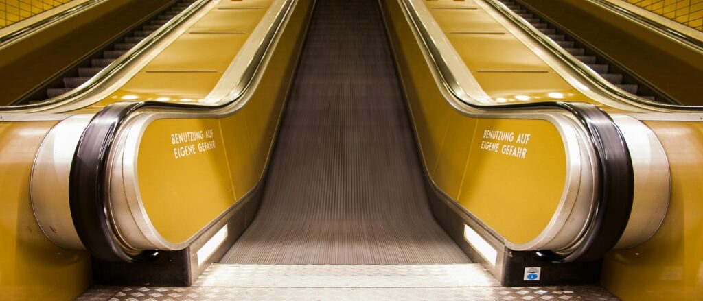 Picture of escalator associated with blog on personal injury elevator escalator