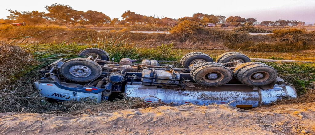 Picture of overturned truck associated with blog on truck accident discovery