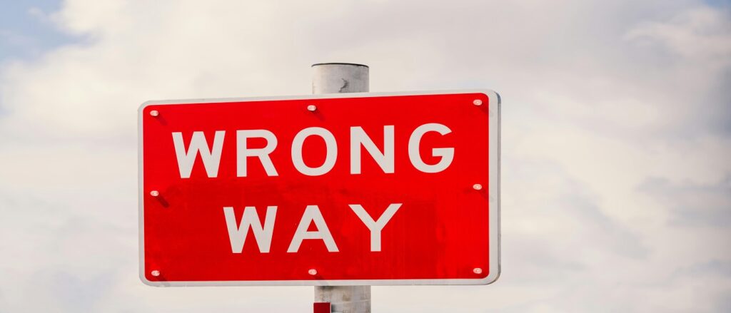 Picture of wrong way sign associated with blog on misnomers personal injury